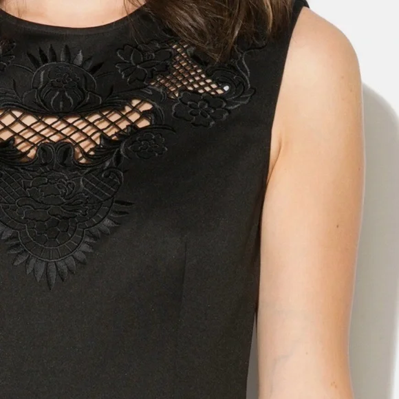 ted baker black dress gold embroidery Ted Baker Gold Embroidered Dress in Black - Size 5